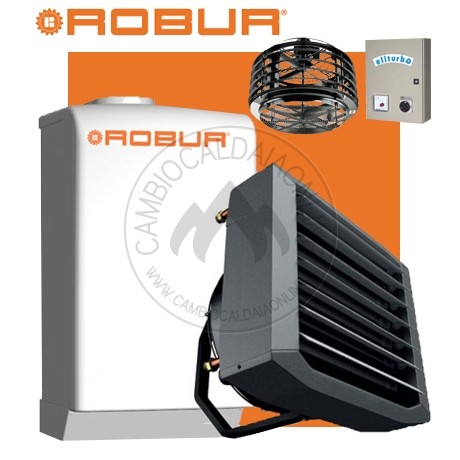 Cambiocaldaiaonline.it ROBUR SpA NOLEGGIO ROBUR Caldaria° 35 TECH SMART (Caldaia 33kW + Aerotermo 35kW da 3.000 mc/h + Miscelatore 10.000 mc/h + h 7mt * 170mq * 1020mc) Cod: F1292Q110+E 3M-331