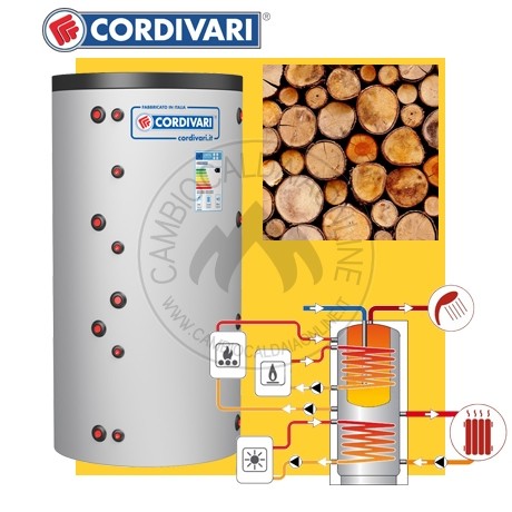 Cambiocaldaiaonline.it CORDIVARI Srl CORDIVARI Kit bollitore COMBI 3 + pannelli solari da 500 a 2000 lt capacità + Legna Cod: 341031661290-332