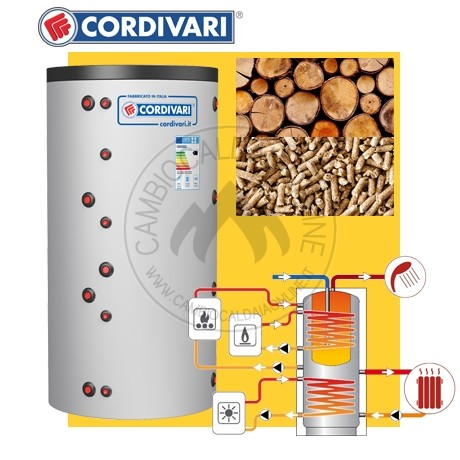 Cambiocaldaiaonline.it CORDIVARI Srl CORDIVARI Kit bollitore COMBI 3 + pannelli solari da 500 a 2000 lt capacità + Legna/pellet Cod: 3410316612902 legna/pellet-333