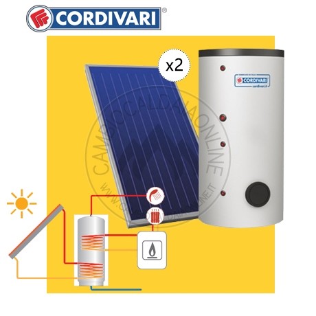 Cambiocaldaiaonline.it CORDIVARI Srl Cordivari SISTEMA TERMICO SOLARE B2 da 200 lt (BOLLY 2ST da 200 lt + 2 collettori x 2.5 mq + tetto falda + 4-5 pp) Cod: 3410316618534-322