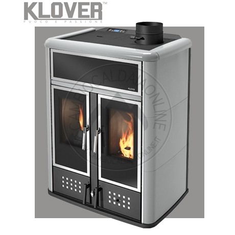 Cambiocaldaiaonline.it KLOVER Srl Klover termostufa a pellet-legna DUAL (pellet 16,1kW-wood 11,3kW-pellet+wood 27.4kW) Cod: DH-329