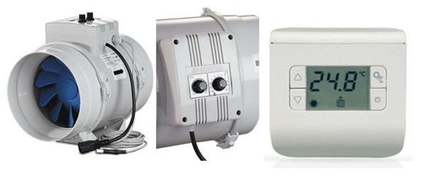 PIROS Kit 1/A Ventilazione per canalizzazione aria calda Serie CALORBLOC  (870 mc/h + regolatore aria + termostato)