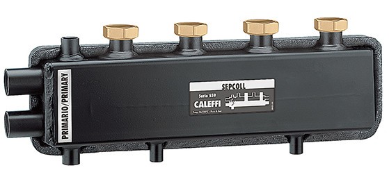 Cambiocaldaiaonline.it CALEFFI Caleffi Separatore idraulico-collettore Serie 599 SEPCOLL 2 (interasse 125 mm + completo di accessori) Cod: 559320-312