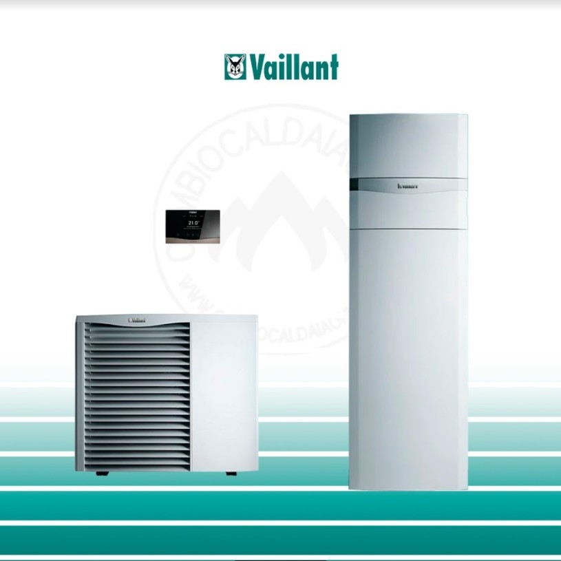 Cambiocaldaiaonline.it VAILLANT Vaillant SISTEMA IBRIDO 2 caldaia basamento con accumulo ACS solare + pdc monoblocco Cod: 00100400-312