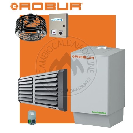 Cambiocaldaiaonline.it ROBUR SpA NOLEGGIO ROBUR Caldaria° TECH 55.1 MONO (Caldaia 55kW + Aerotermo 55kW modulante + Miscelatore 10.000 mc/h + h 7mt * 260mq * 1820mc) Cod: F1292D110+E 3M-330