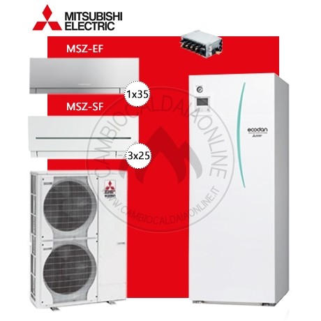 Cambiocaldaiaonline.it MITSUBISHI ELECTRIC MITSUBISHI ECODAN MULTI mini VRF con modulo idronico Small Y (u.est 3.04 kW elett + u.int 14 kW term + acs 200lt + Tmax 55°/-20°) CALDO and FREDDO + APP Cod: PUMY-P112VKM2 KIT-338