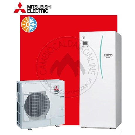 Cambiocaldaiaonline.it MITSUBISHI ELECTRIC MITSUBISHI sistema split ECODAN Small ERST 20D-VM2C/PUHZ-SW 75VHA (u.est 1.82 kW elett + u.int 8.00 kW term + acs 200lt + Tmax 55°/-20°) CALDO and FREDDO + APP Cod: ERST20D-VM2C/PUHZ-SW75VHA-335