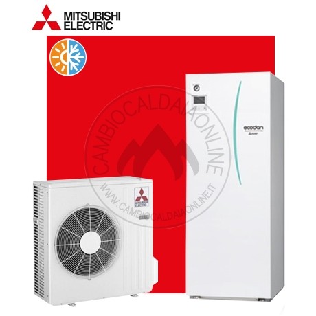 Cambiocaldaiaonline.it MITSUBISHI ELECTRIC MITSUBISHI sistema split ECODAN Small ERST 20D-VM2C/SUHZ-SW 45VA (u.est 0.89 kW elett + u.int 4.50 kW term + acs 200lt + Tmax 55°/-15°) CALDO and FREDDO + APP Cod: ERST20D-VM2C/SUHZ-SW45VA-334