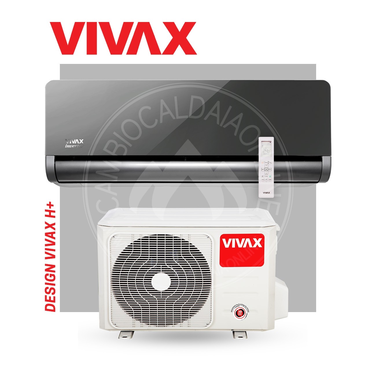 Cambiocaldaiaonline.it VIVAX VIVAX H+ Mono split di design (GREY MIRROR) 12000 Btu R32 Classe A+++/A++ Cod: ACP-12MONOH+-32
