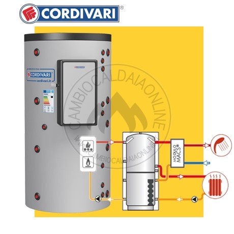 Cambiocaldaiaonline.it CORDIVARI Srl Cordivari PUFFERMAS 1 VB HE + MACS accumulo acqua riscaldamento + ACS Cod: 325116231470-313
