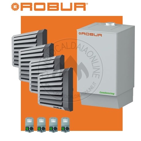 Cambiocaldaiaonline.it ROBUR SpA NOLEGGIO ROBUR Caldaria° TECH 100.1 QUADRI (Caldaia 99.8kW + 2 Aerotermi 20kW + 2 Aerotermi 35kW +7mt * 480mq * 3360mc) Cod: F1292I110-338