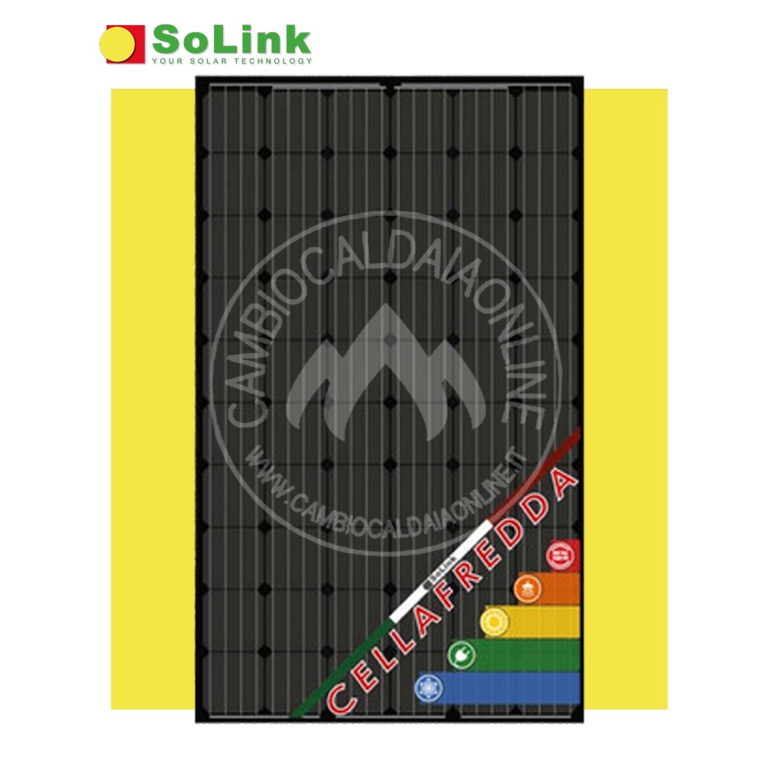 Cambiocaldaiaonline.it SOLINK SoLink pannello fotovoltaico ibrido* CELLAFREDDA HCF300M (300W elettr. + 1020W termici + 1,65mq) Cod: HCF300-342