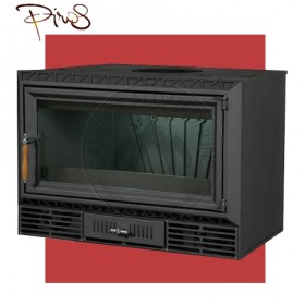 PIROS Inserto a Legna CALORBOX GRANDE BASSO ventilazione forzata (11.5kW risc. + 280 mc riscaldabile + Fumi Ø 200 mm)  Misure L740 x P490 x HVetro 407 mm