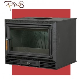 PIROS Inserto a Legna CALORBOX PICCOLO BASSO ventilazione forzata (9.5kW risc. + 210 mc riscaldabile + Fumi Ø 200 mm)  Misure L640 x P490 x HVetro 417 mm